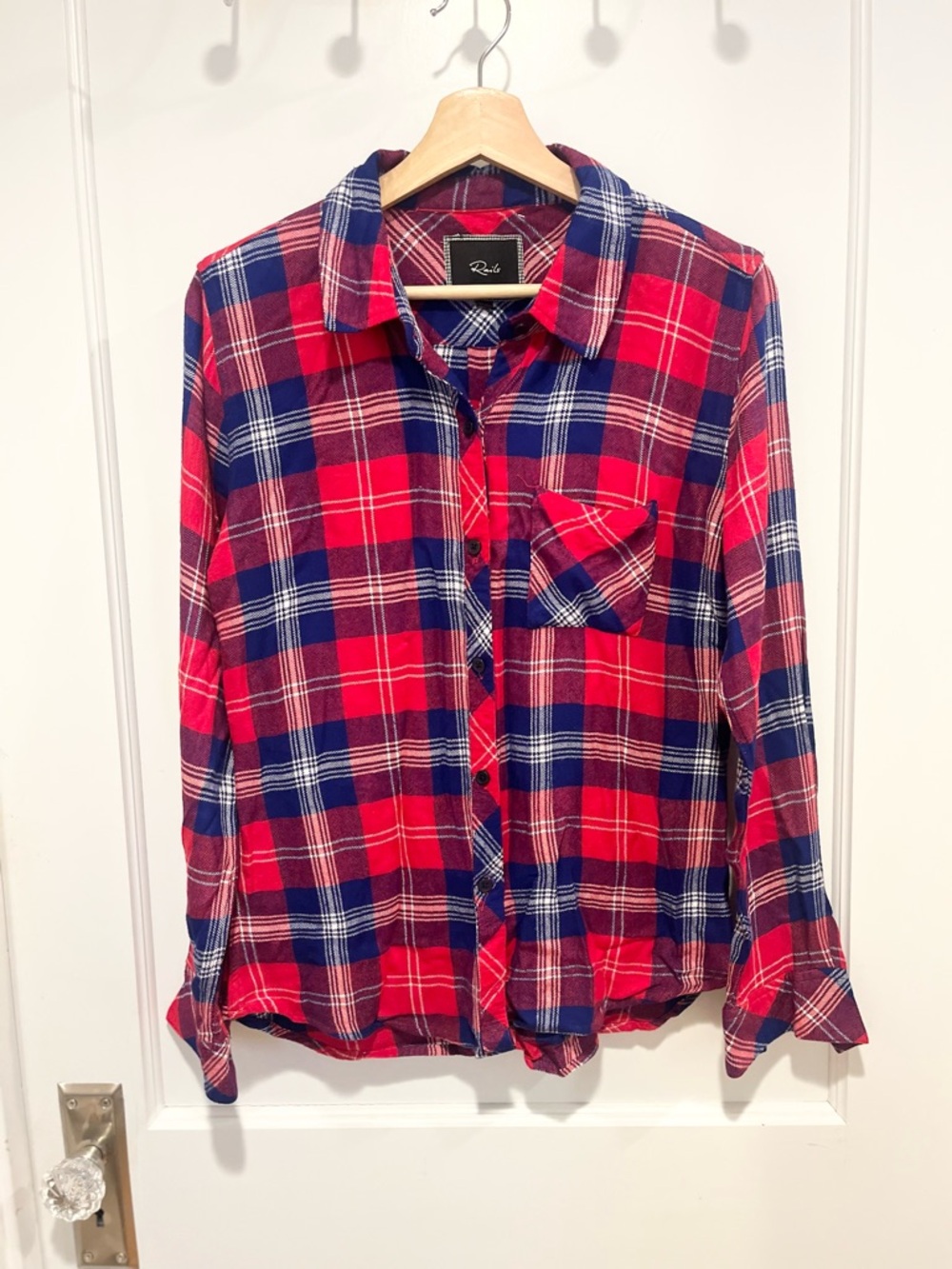 Rails Hunter Plaid Flannel Shirt Medium Red Navy